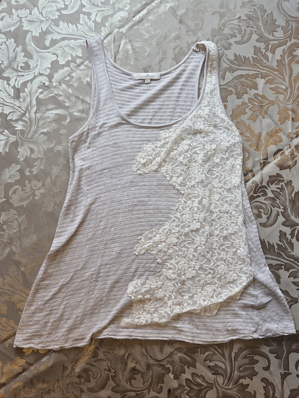 Costa Blanca Y2K Lace Applique Tank Top